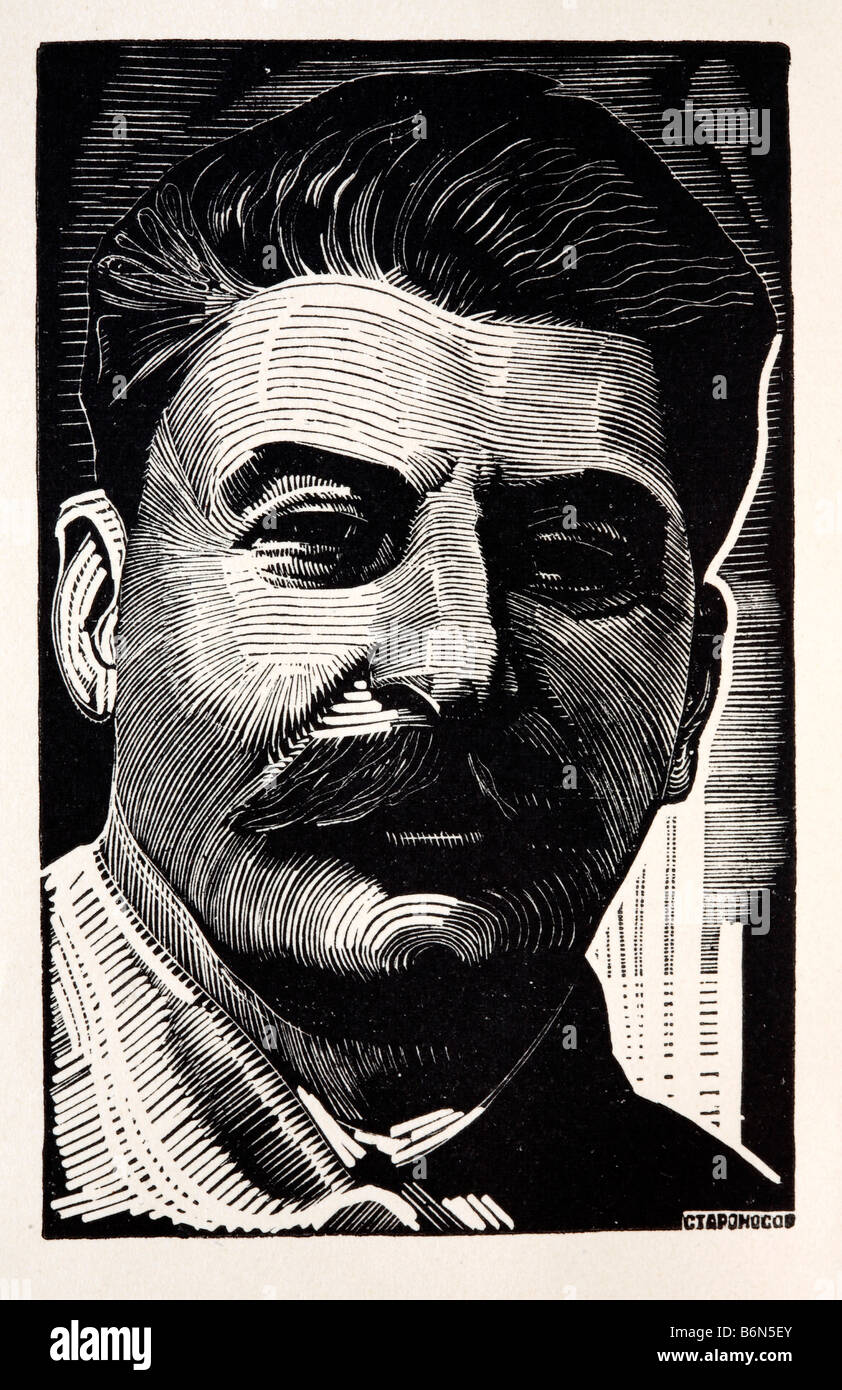 Ritratto di Joseph Stalin, illustrazione, edizione speciale di Joseph Stalin la relazione in materia di industrializzazione (1933), Russia Foto Stock