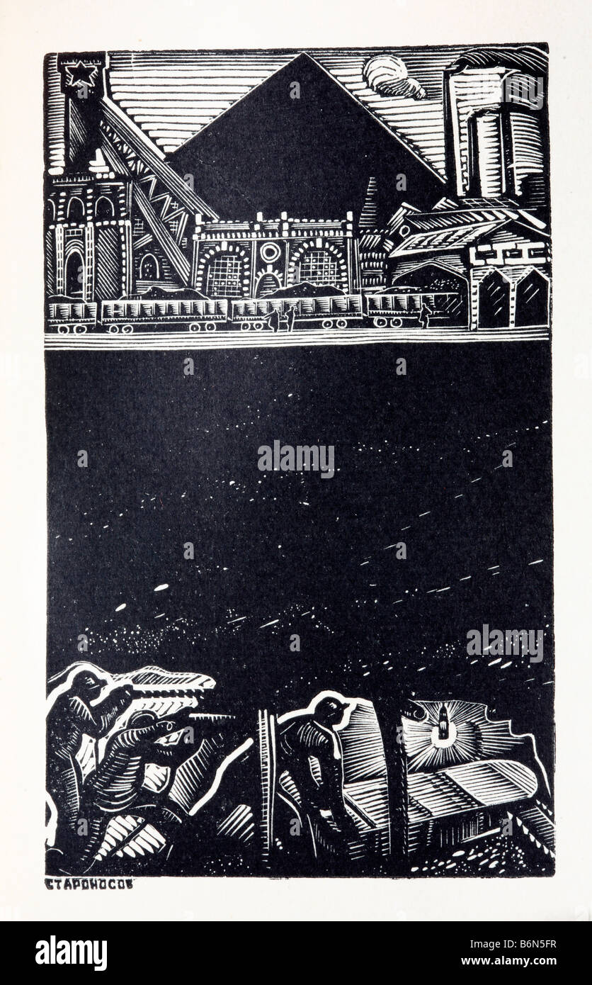 Industria carboniera, illustrazione da edizione speciale di Joseph Stalin la relazione in materia di industrializzazione (1933), Russia Foto Stock