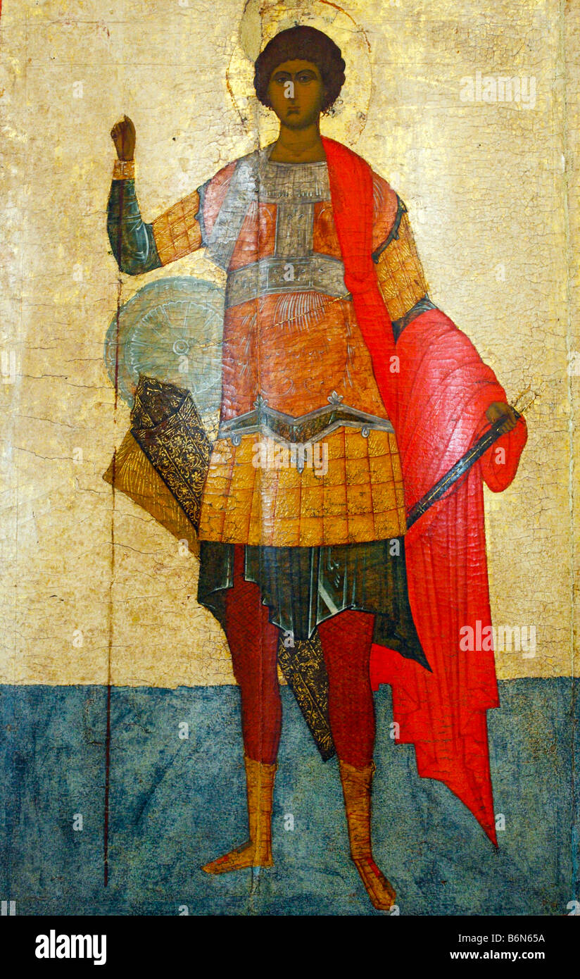 San Giorgio (inizio XVI secolo), icona, museo di arte antica russa di Mosca, Russia Foto Stock