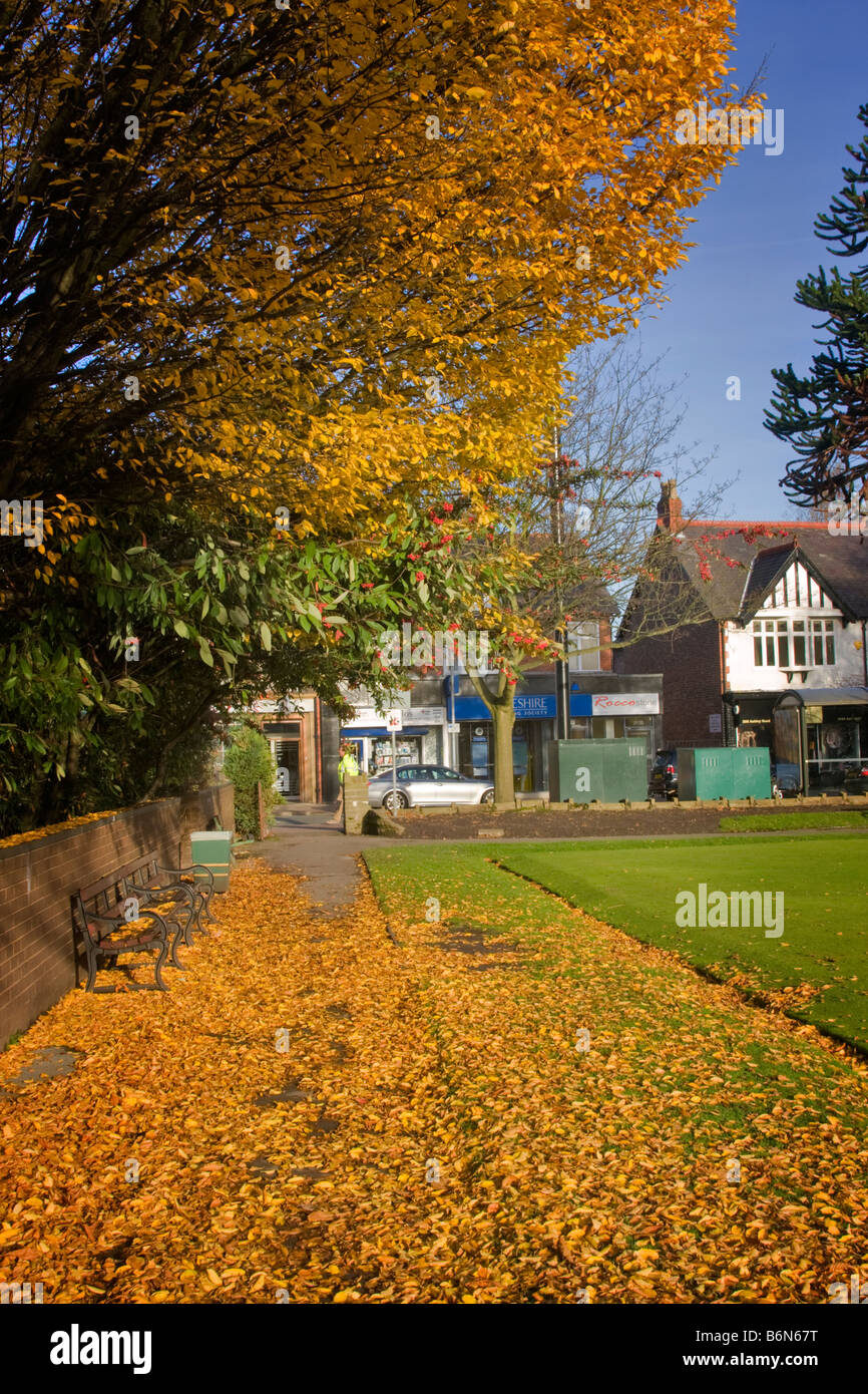 La passerella accanto al bowling green, Ashley Road, Hale Village, Cheshire Foto Stock