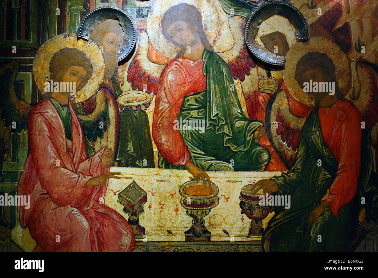 Santa Trinità (1699s), icona di Suzdal, il museo di arte antica russa di Mosca, Russia Foto Stock