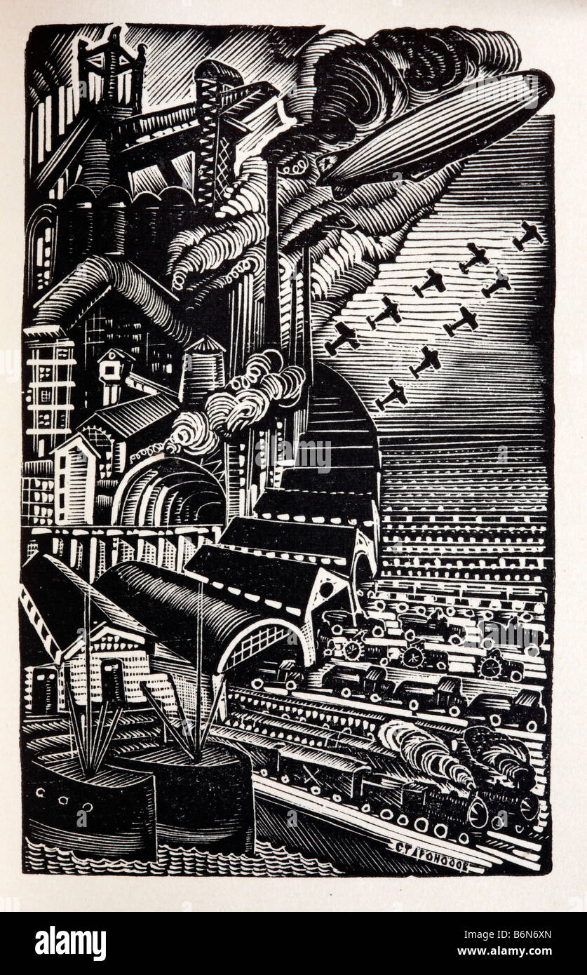 Nuova industria, illustrazione da edizione speciale di Joseph Stalin la relazione in materia di industrializzazione (1933), Russia Foto Stock