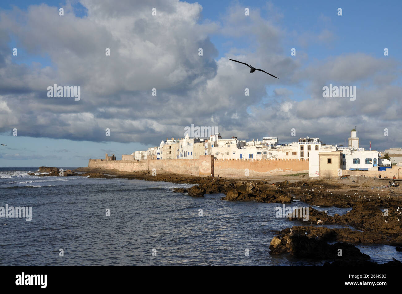 Vista mare su Essaouira, Marocco Foto Stock