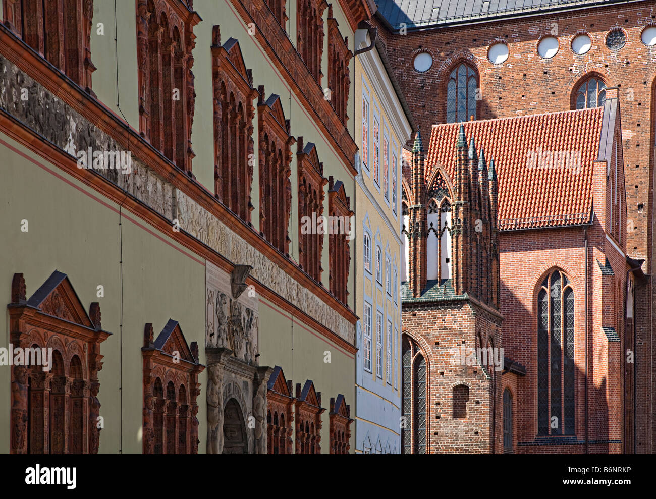 Architettura della chiesa Wismar in Germania Foto Stock