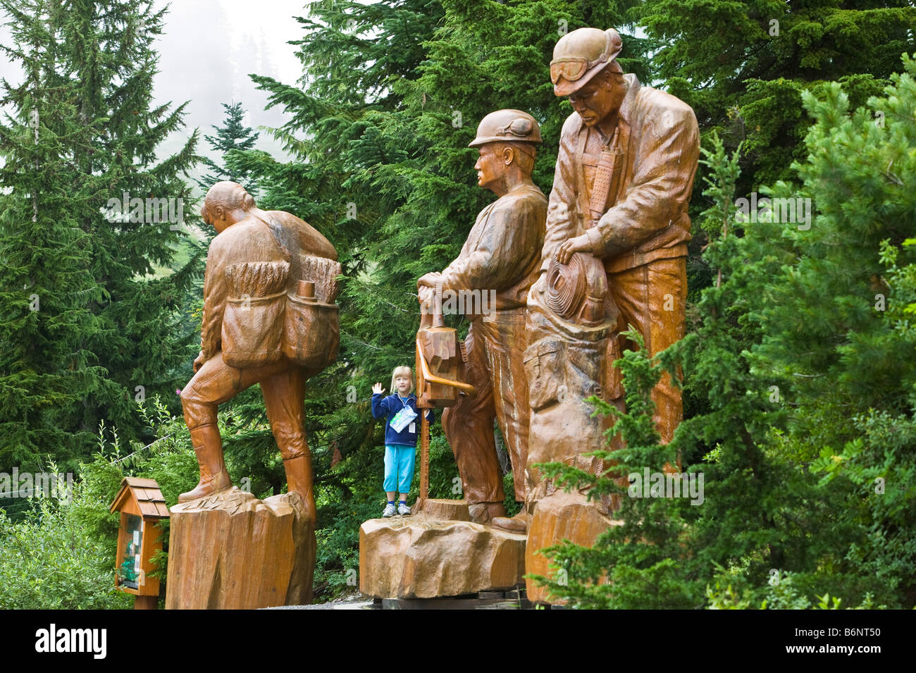 Sculture di registro Grouse Mountain BC Canada Foto Stock