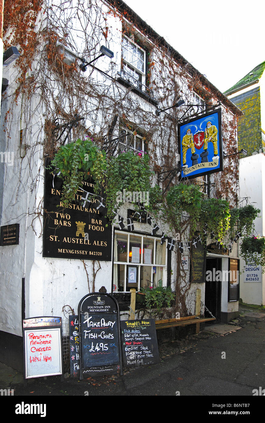 Il Fountain Inn a mevagissey,cornwall, Regno Unito Foto Stock