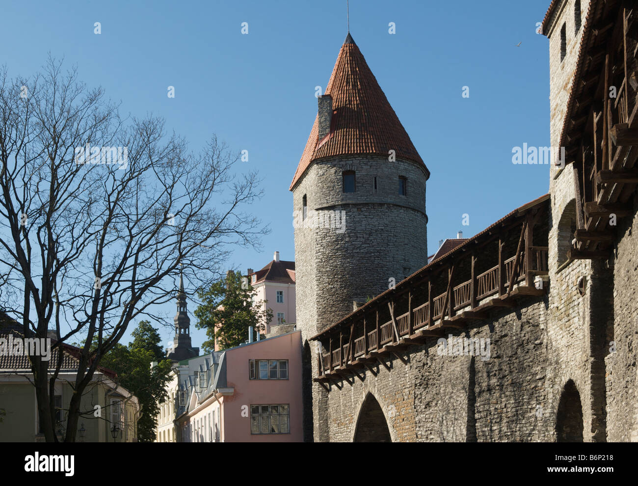 Torre e bastioni vecchia Tallinn Estonia Foto Stock