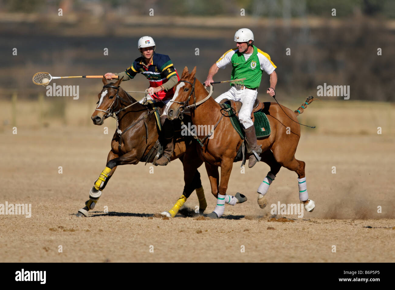 Polocrosse internazionale (mens's Team), il Sud Africa contro l'Irlanda, 23 luglio 2006, Bloemfontein, Sud Africa Foto Stock