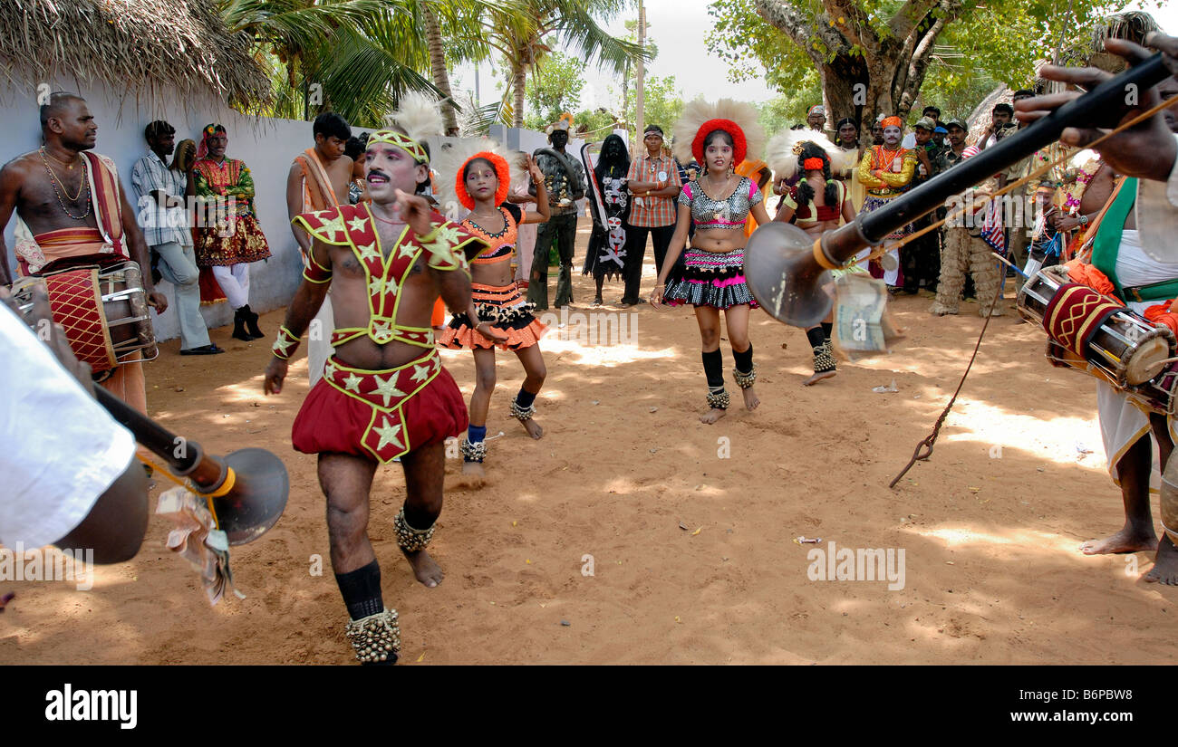 IN KARAGATTAM KULASEKARAPATTINAM TAMILNADU Foto Stock