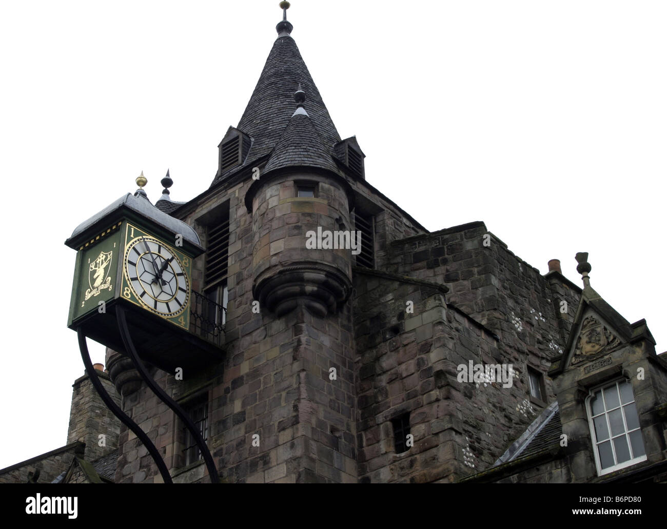Dettagli architettonici di un vecchio edificio a Edimburgo in Scozia Foto Stock