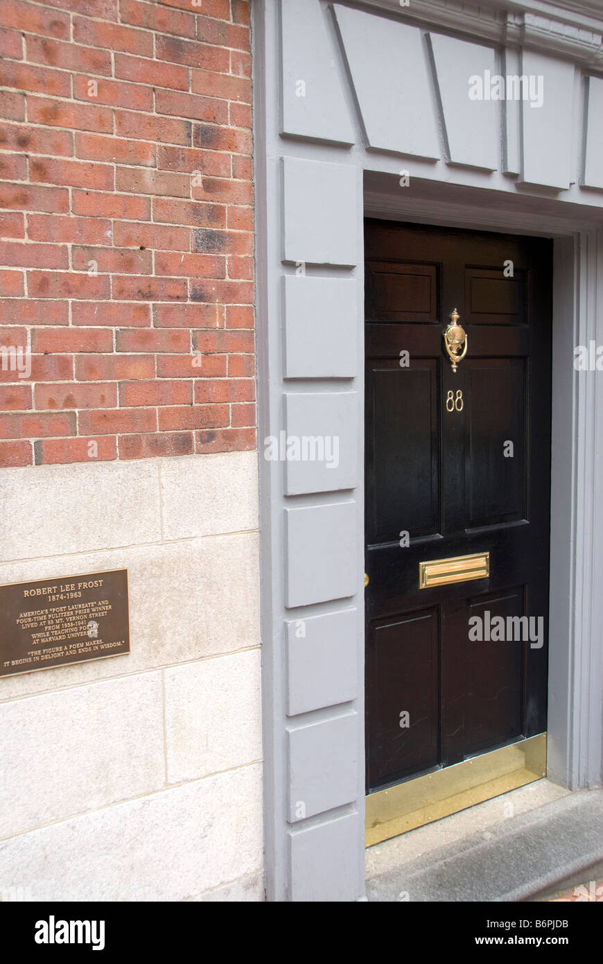 Poeta Robert Frost's home su Mt. Vernon Street a Boston's Beacon Hill quartiere Foto Stock