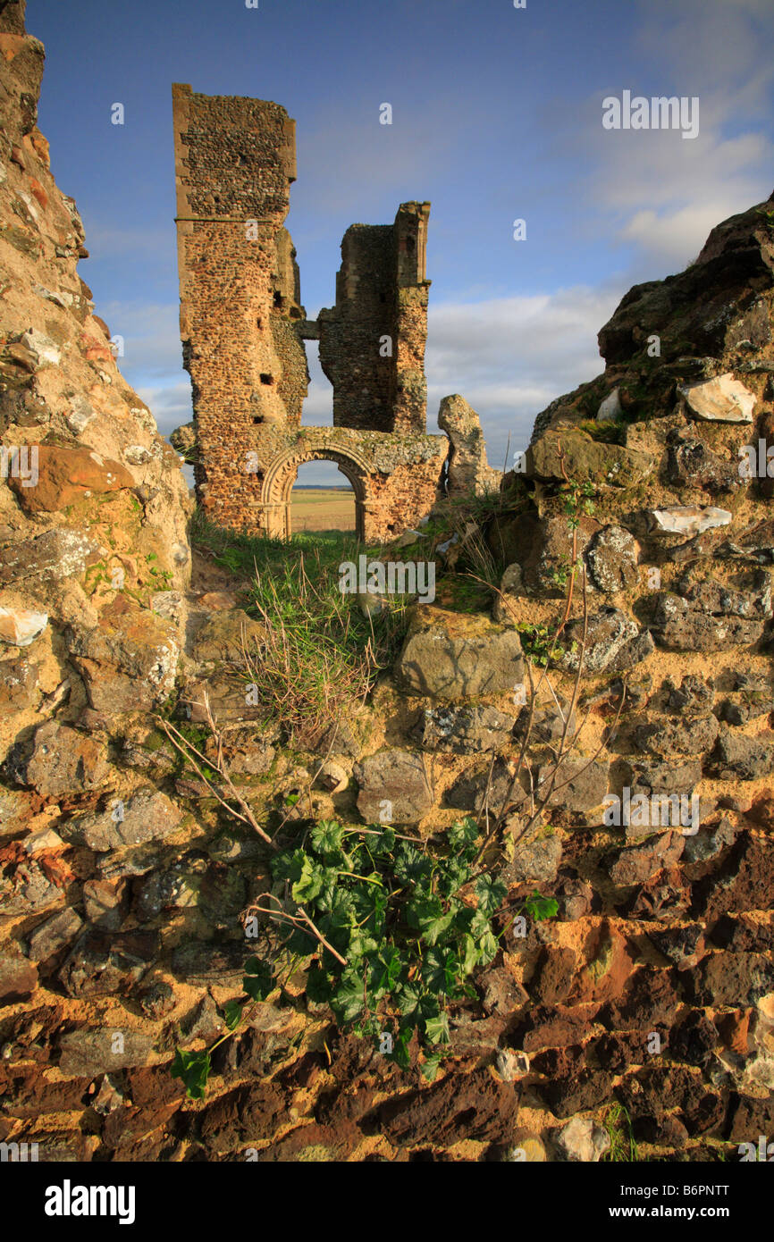 Le rovine di Bawsey vecchia chiesa che mostra una parete e la torre. Foto Stock
