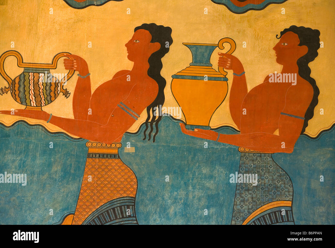 Knossos, palazzo minoico, Creta, Grecia, molla, Cnosso, Affresco Foto Stock