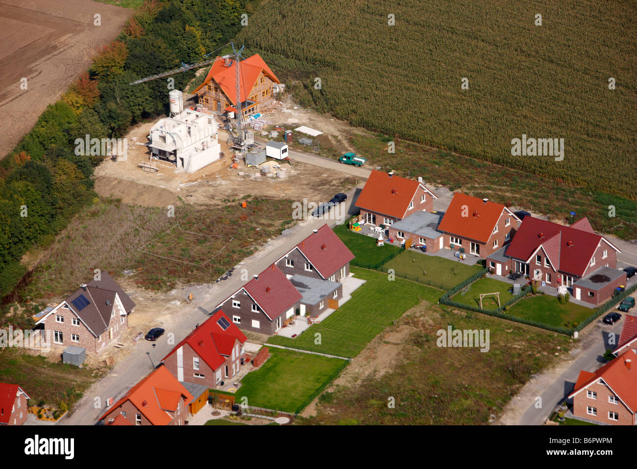 Case private alcuni ancora in costruzione in Germania Foto Stock