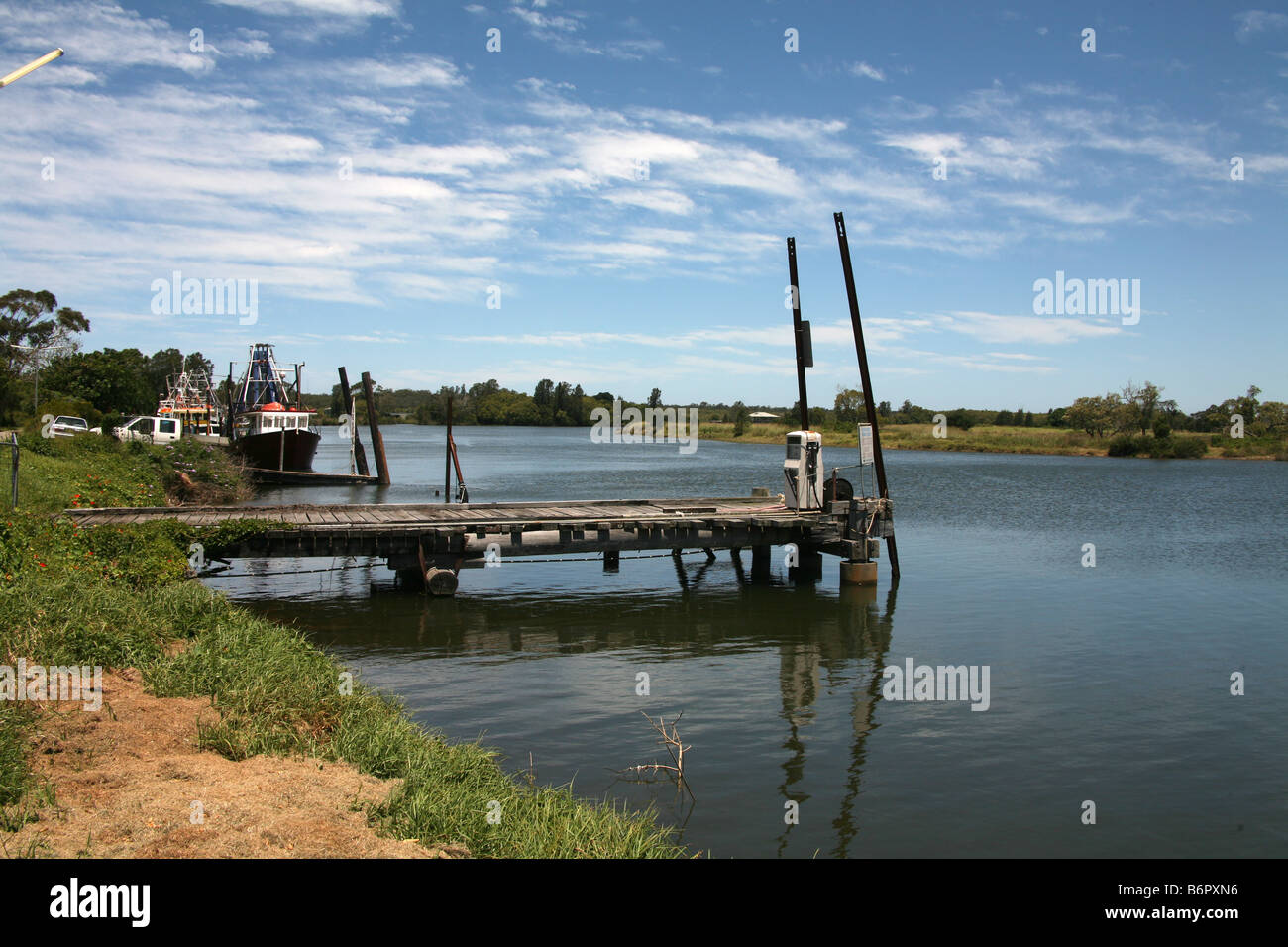 Architettura australiana Wharf a Jerseyville su Macleay fiume del Nuovo Galles del Sud Australia Foto Stock