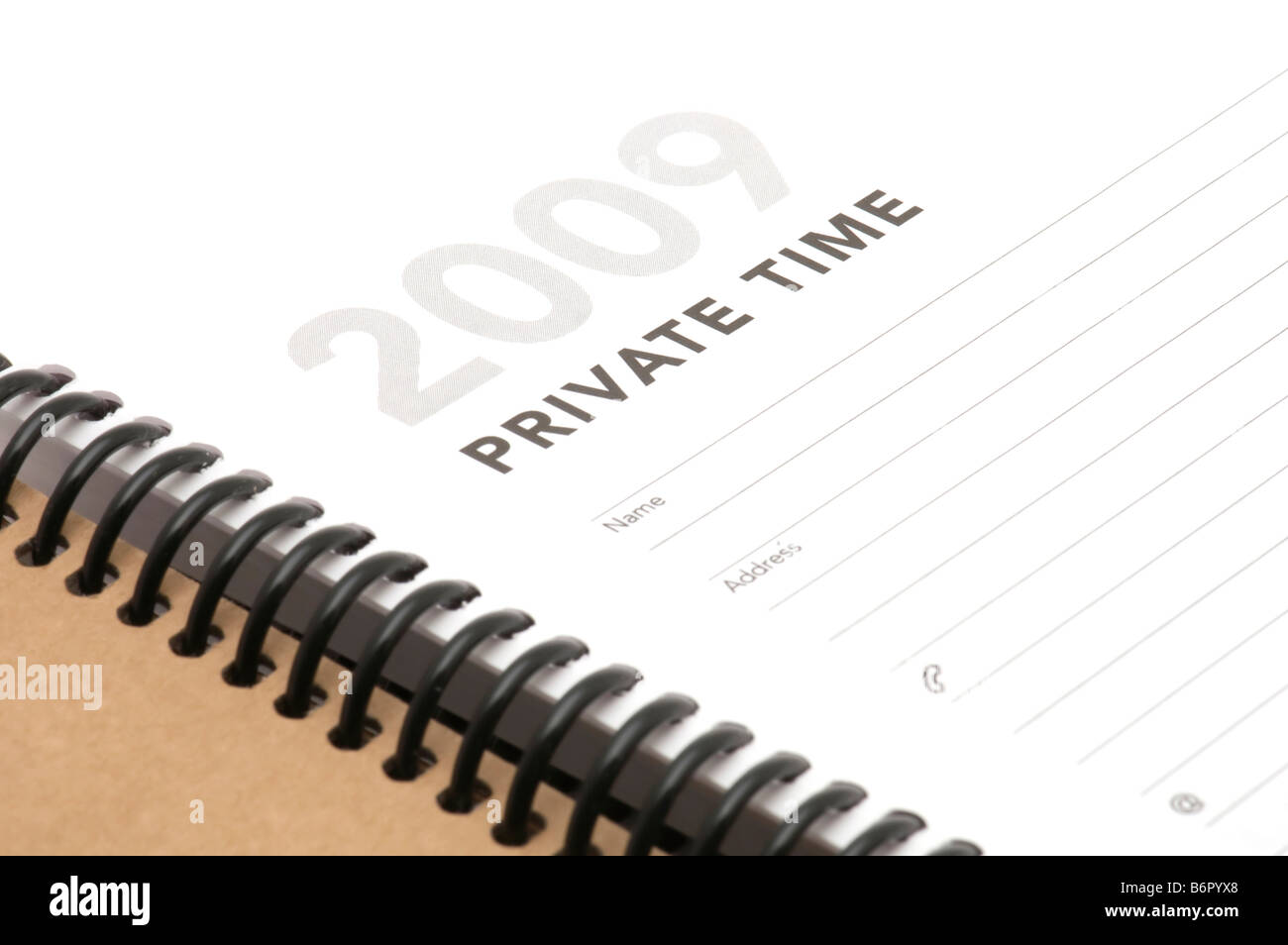 Oggetto sul bianco lo strumento office giorno Planner Foto Stock