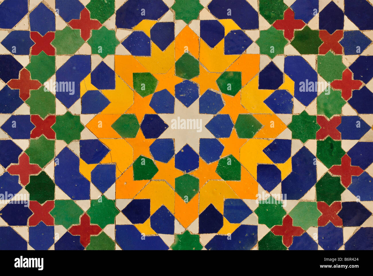 Oriental decorazione a mosaico in Casablanca, Marocco Foto Stock