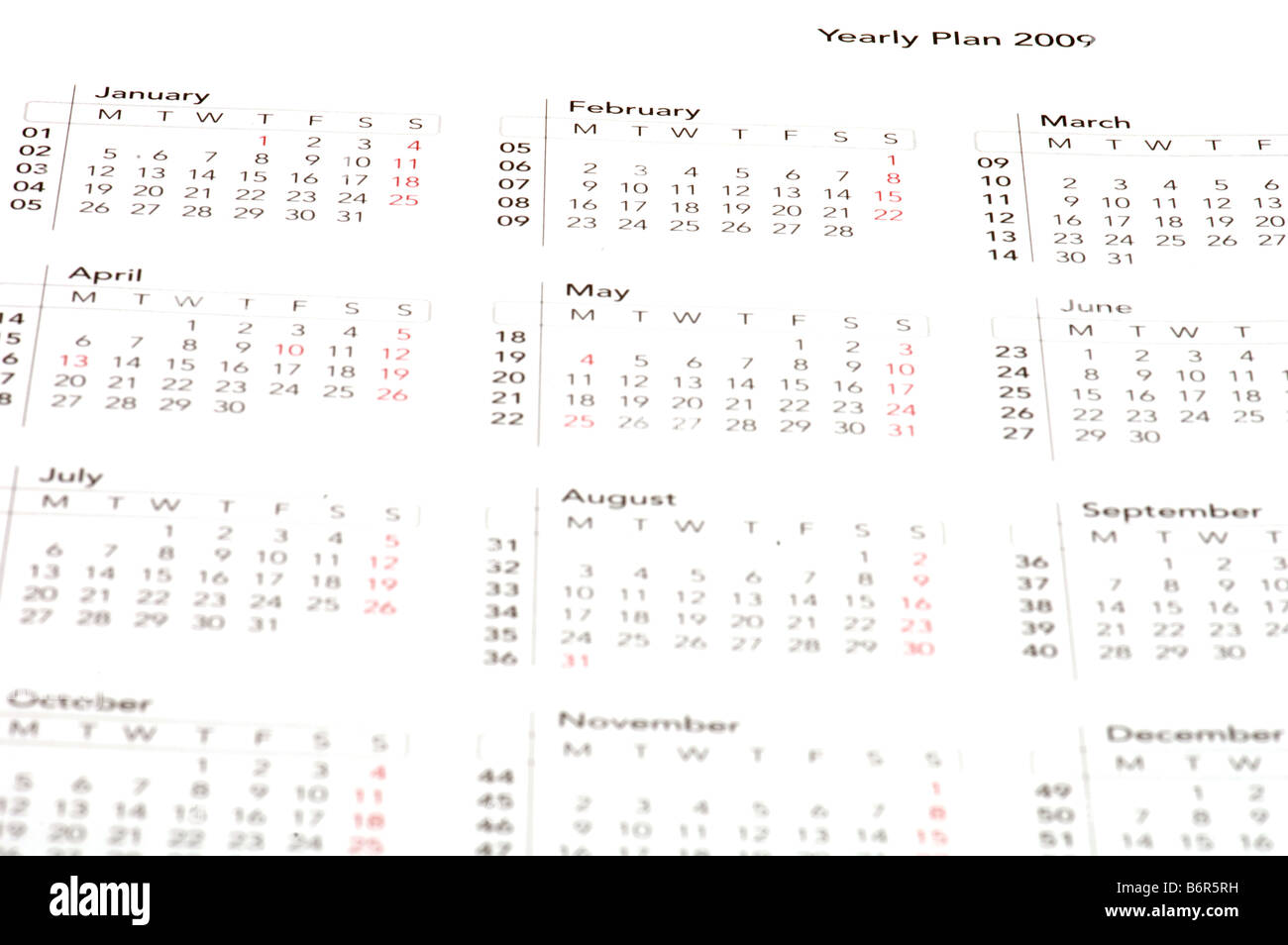 Oggetto sul bianco lo strumento office giorno Planner Foto Stock