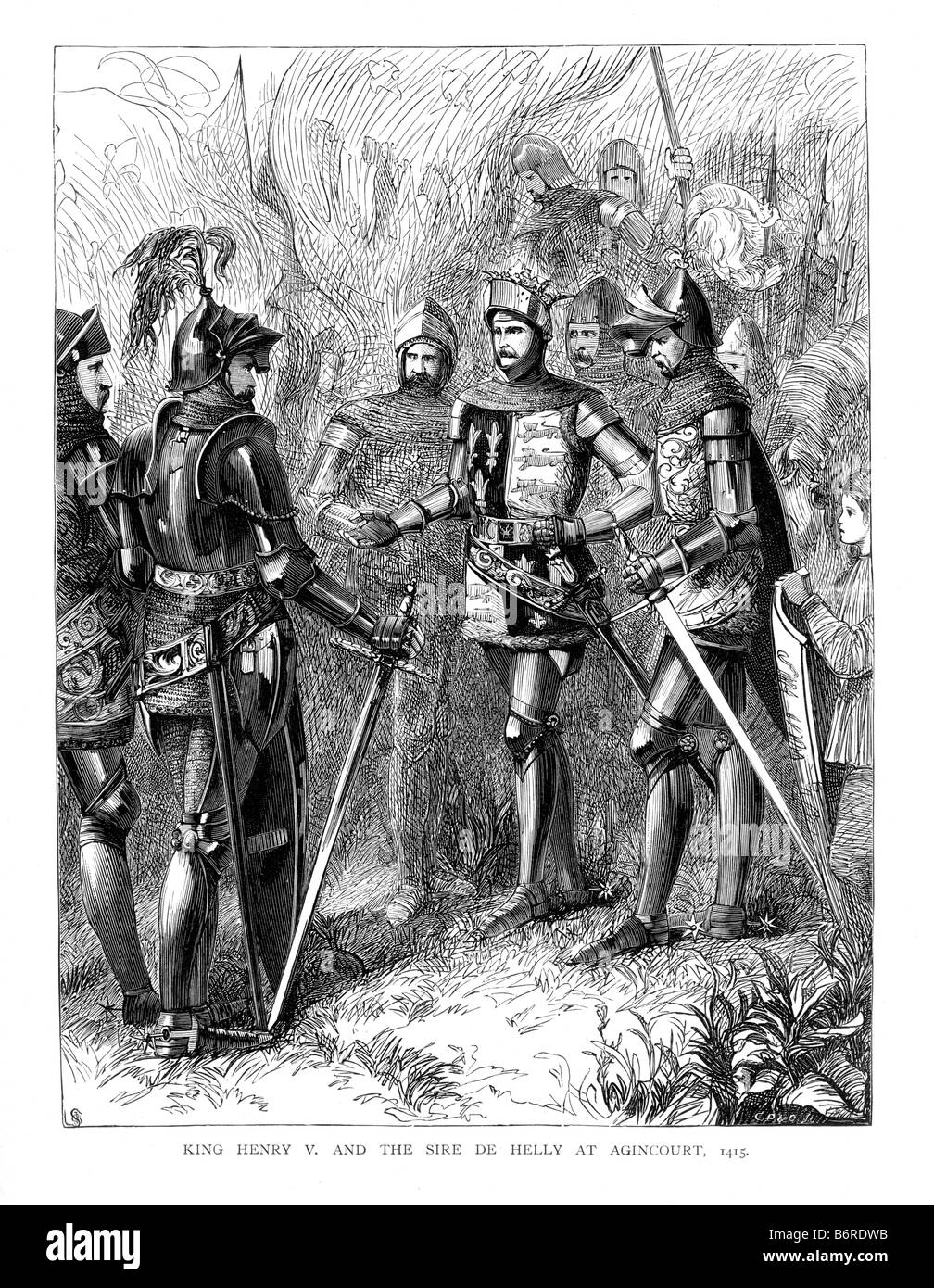 Il re Enrico V e il Sire de Helly a Agincourt 1415 Foto Stock