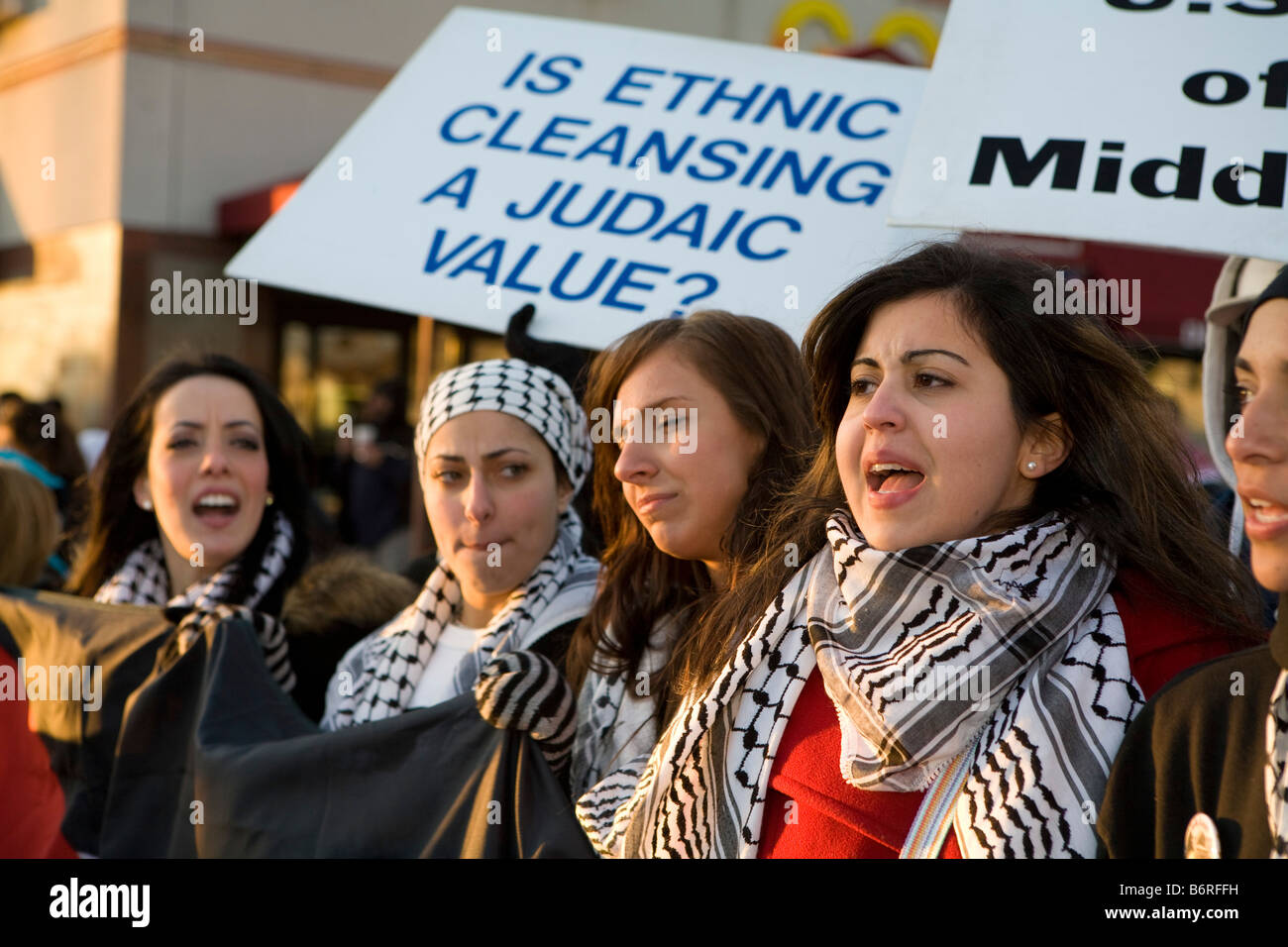 Protesta Arab-Americans Attacco di Israele contro la striscia di Gaza Foto Stock