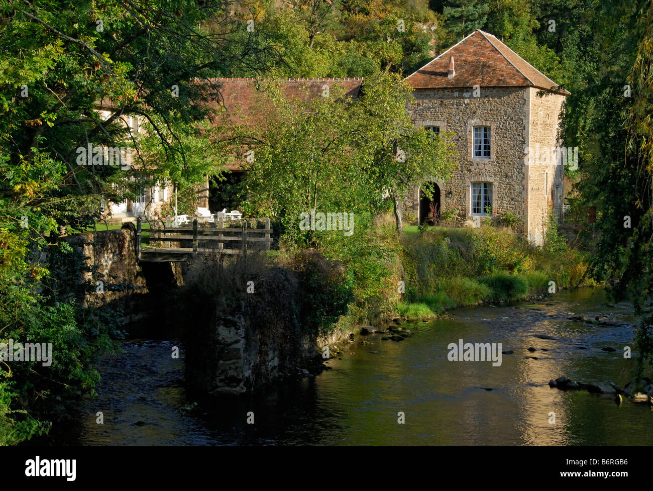 Pietra mill house, St Ceneri le Gerei, Normandia, Francia. Foto Stock