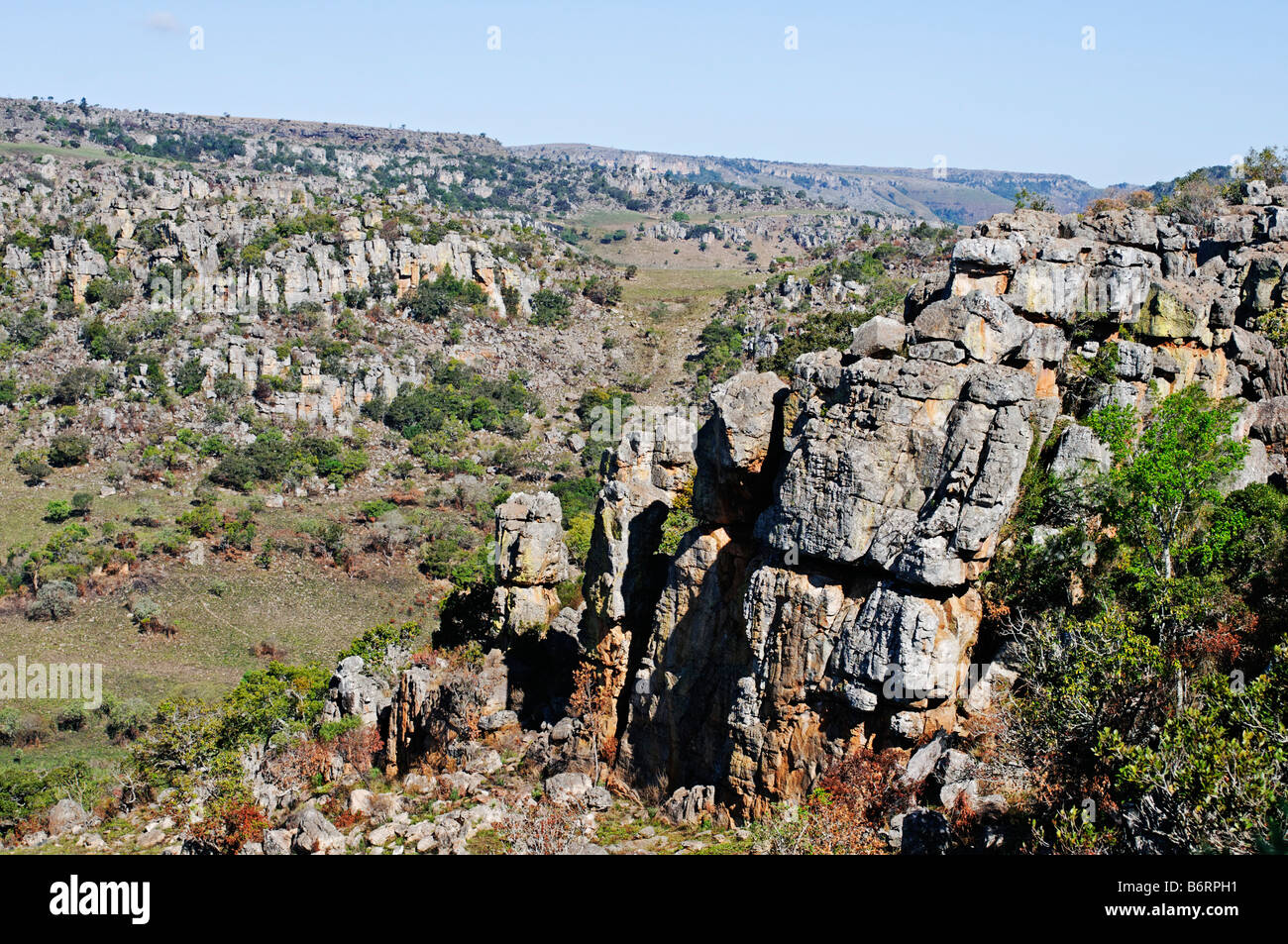 Formazione di roccia di Fiume Blyde Valley, Drakensberge, Mpumalanga, Sud Africa e Africa Foto Stock