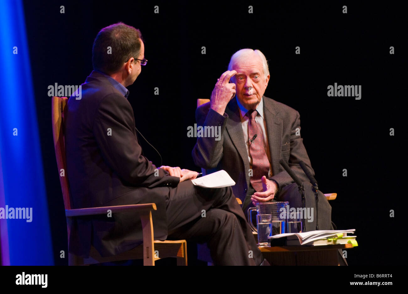 L ex Presidente statunitense Jimmy Carter parlando al Guardian Hay Festival 2008 Hay on Wye Powys Wales UK UE Foto Stock