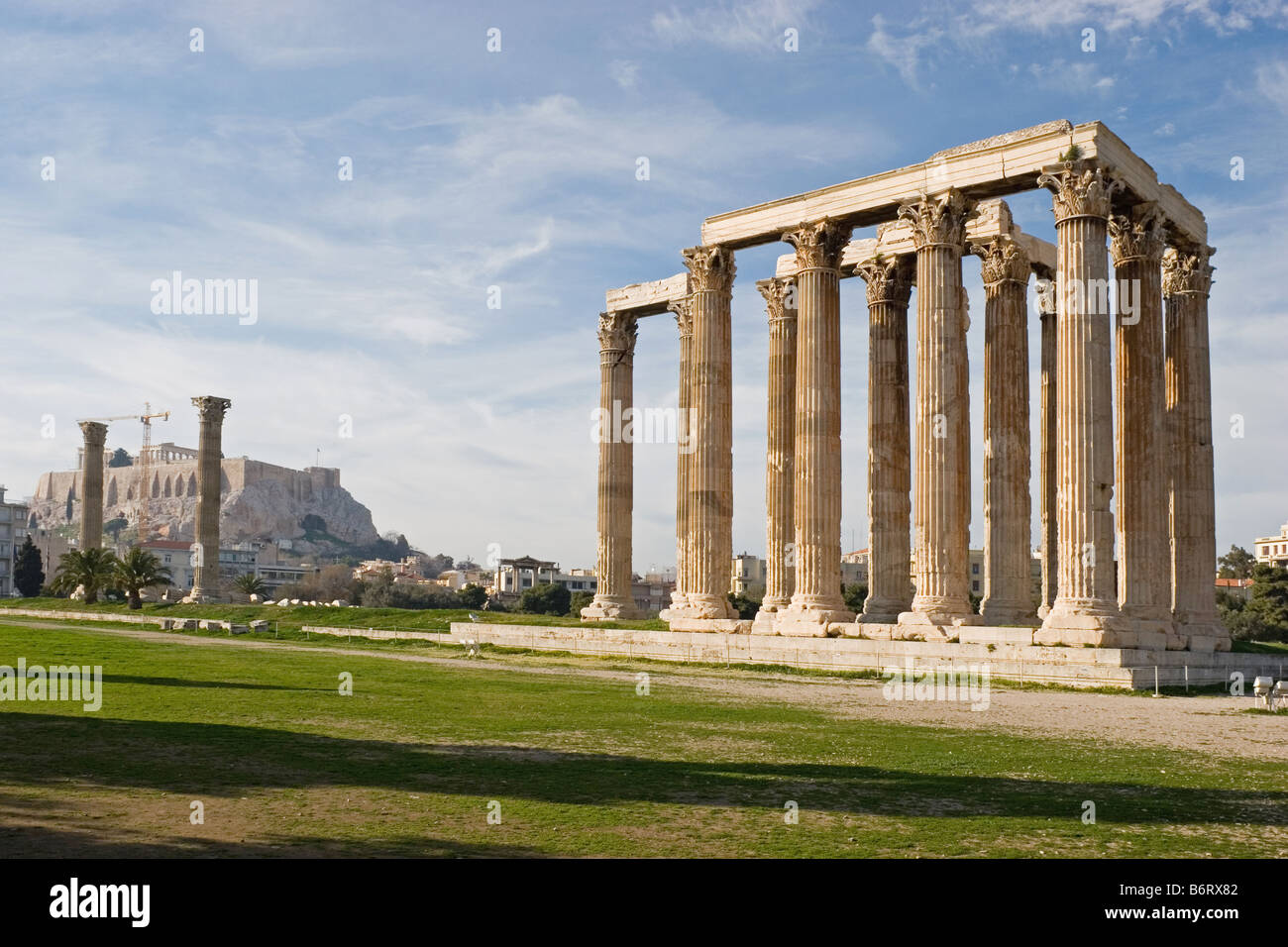 Le colonne del tempio di Zeus Olimpio (Olympieion) di Atene, Grecia Foto Stock