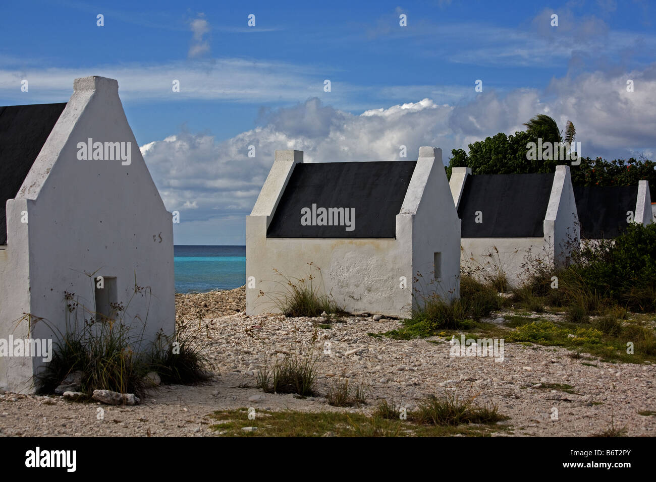Capanne Slave, vicino a Spiaggia Rosa, Bonaire. Foto Stock