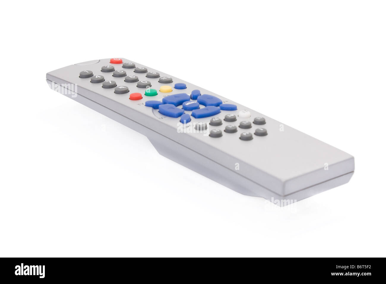 Telecomando TV isolato su sfondo bianco Foto Stock
