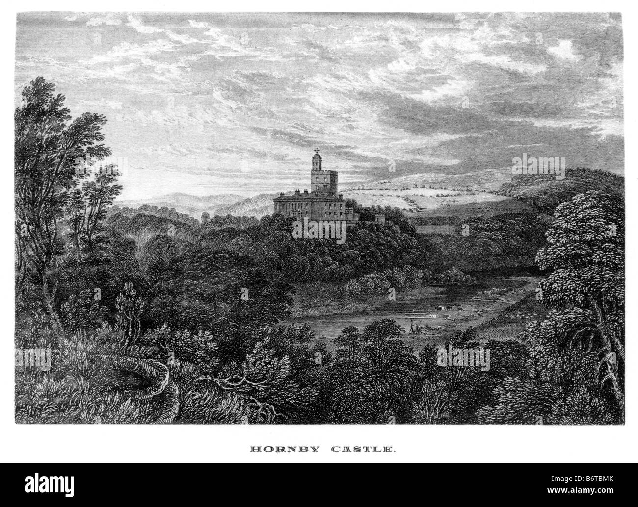 Hornby Castle Lancashire xix secolo illustrazione Foto Stock