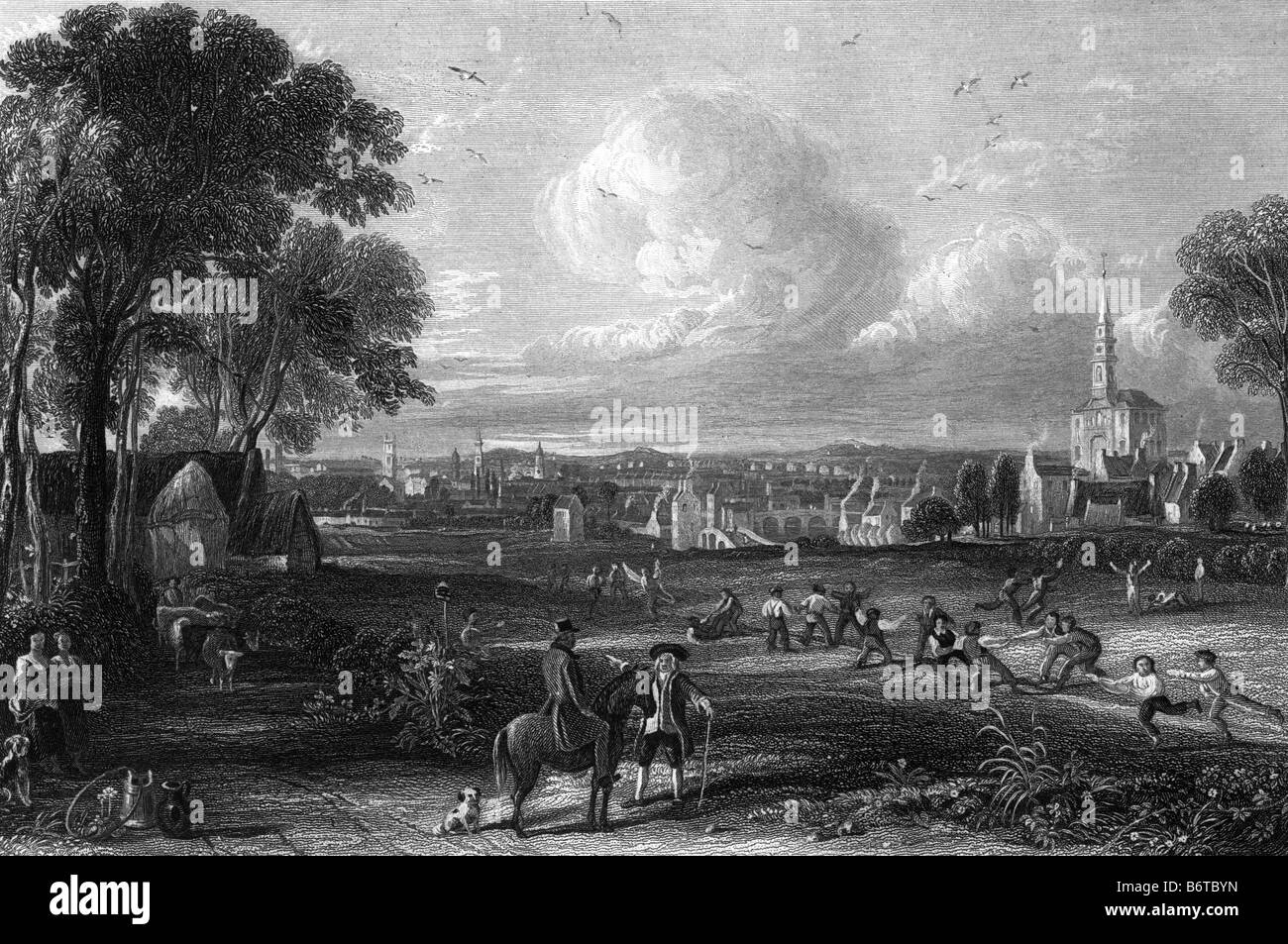 Kilmarnock Scozia da vicino Riccarton incisione di David Ottavio Hill 1802 al 1870 xix secolo illustrazione Foto Stock