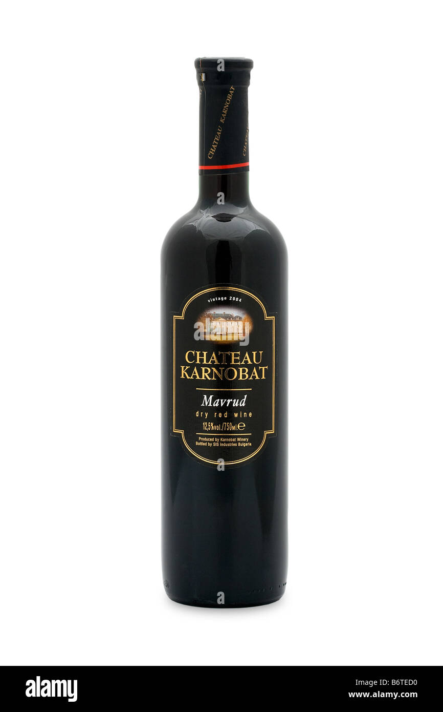 La Bulgaria chateau karnobat mavrud vino rosso secco rosso rubino la tinta del colore granato mirello fruttata di ciliegia lampone pietra sfumature di vaniglia Foto Stock