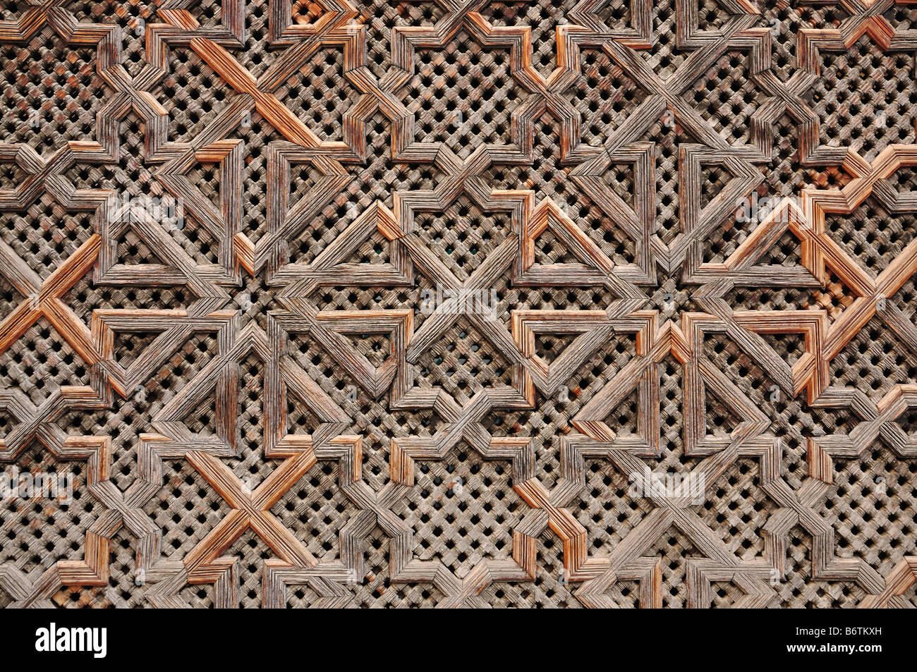 In legno decorazioni orientali in Marocco Foto Stock