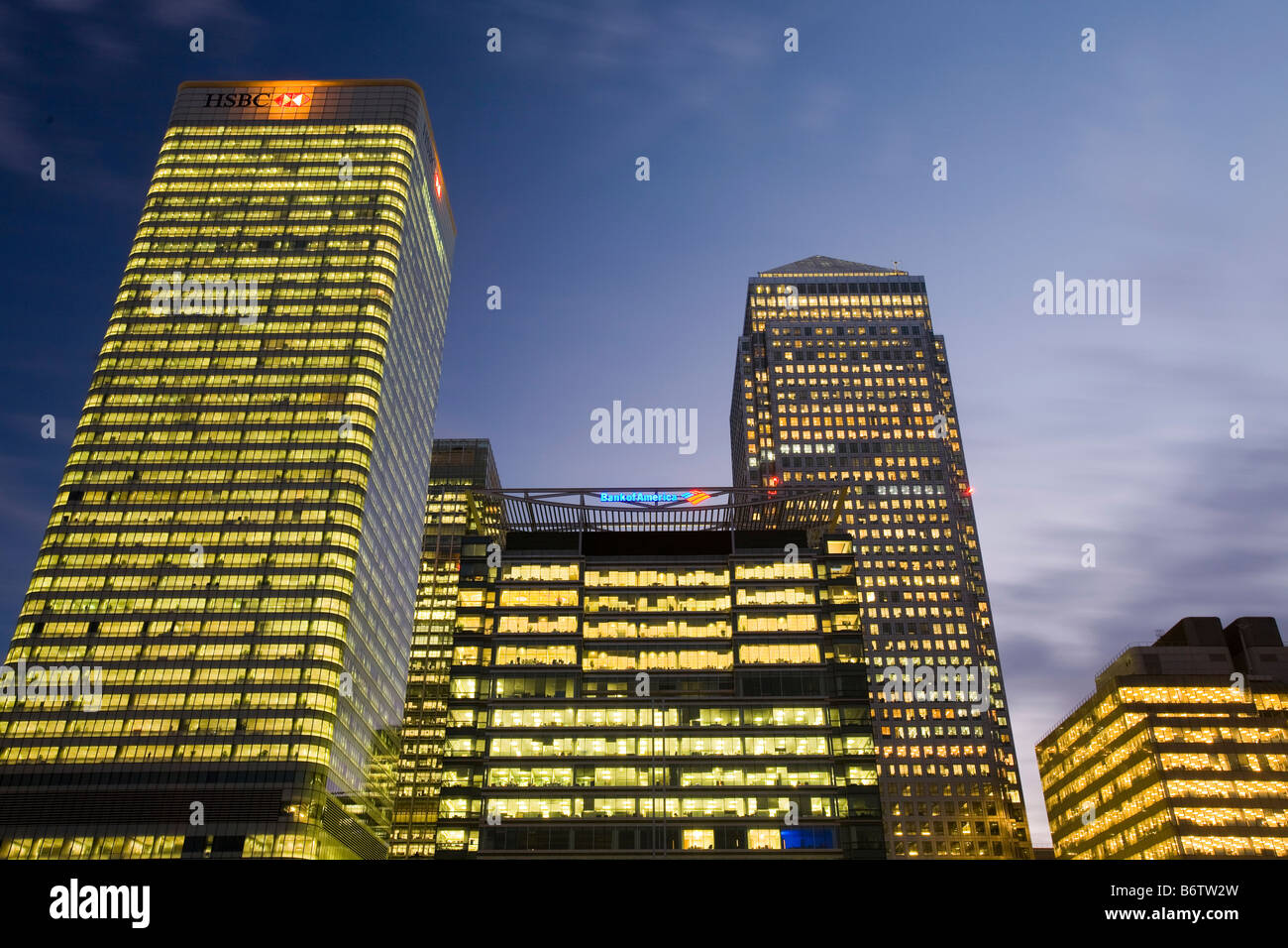 Settore bancario e finanziario edifici a Canary Wharf a Londra REGNO UNITO Foto Stock