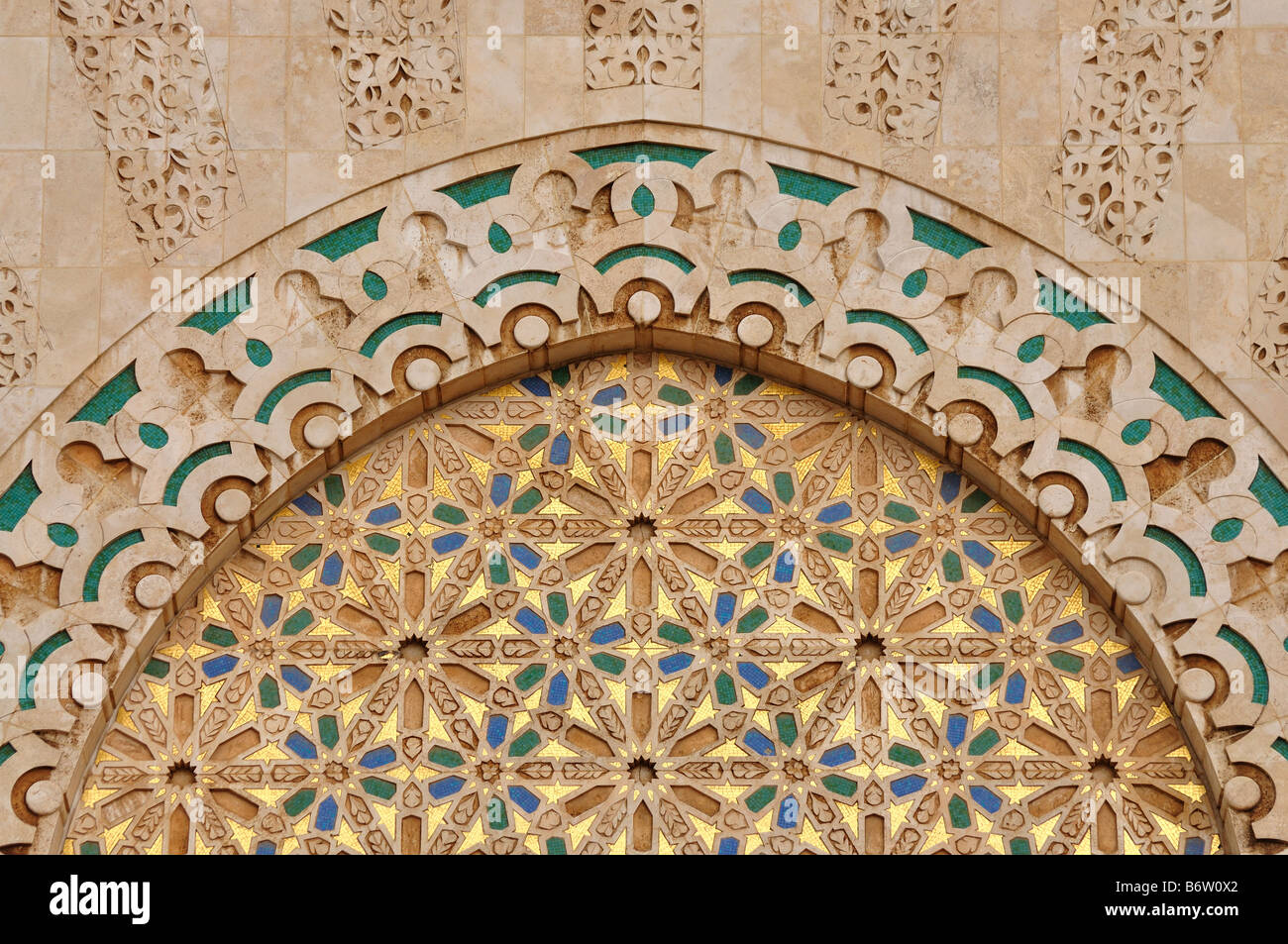 Dettaglio della moschea di Hassan II a Casablanca, Marocco Foto Stock
