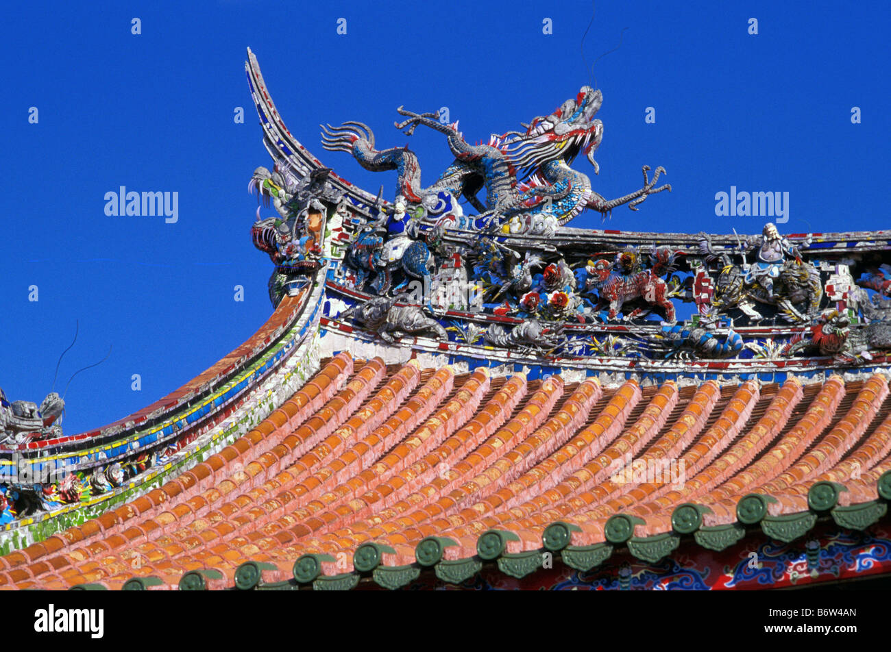 Tempio Lungshan tetto Taipei Taiwan Foto Stock