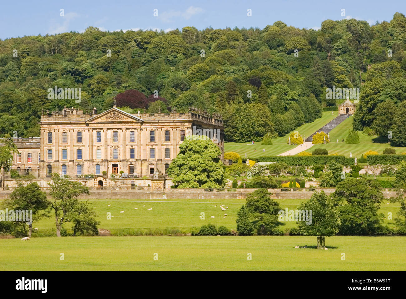 Chatsworth House, Derbyshire, England, Regno Unito Foto Stock