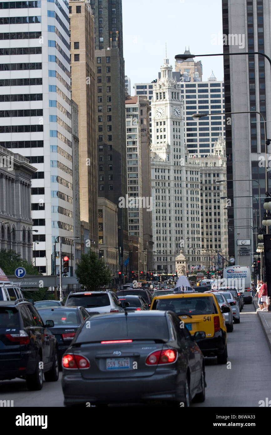 Michigan Ave a Chicago Foto Stock