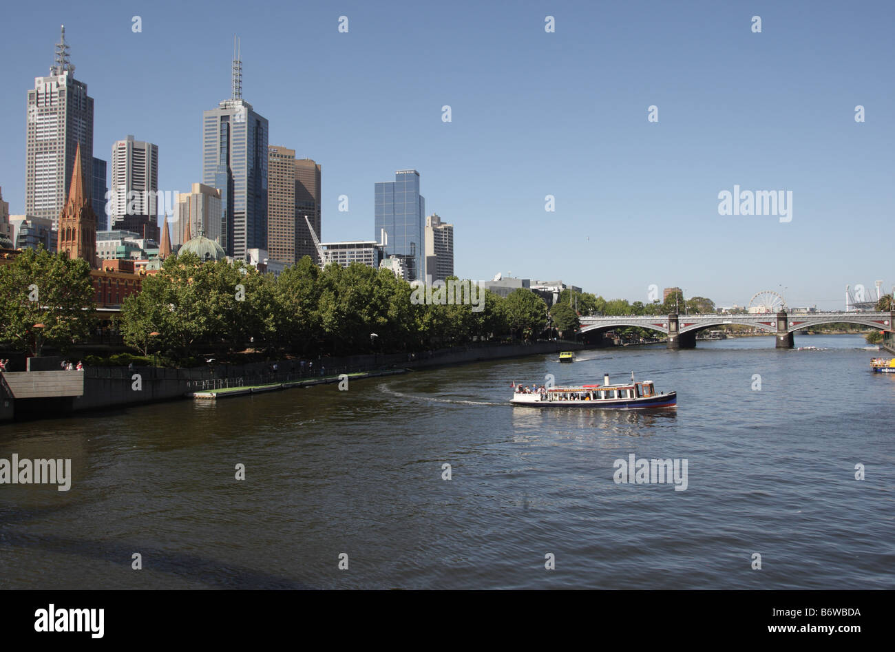 Traghetto Steamship, il quartiere centrale degli affari e la principessa ponte in Melbourne, Victoria, Australia Foto Stock