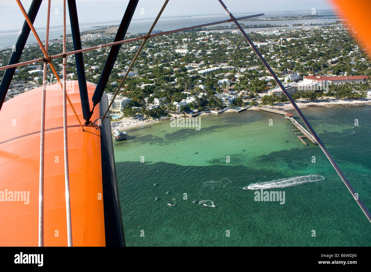 La prospettiva aerea di alcuni del lato sud spiagge di Key West Florida Foto Stock