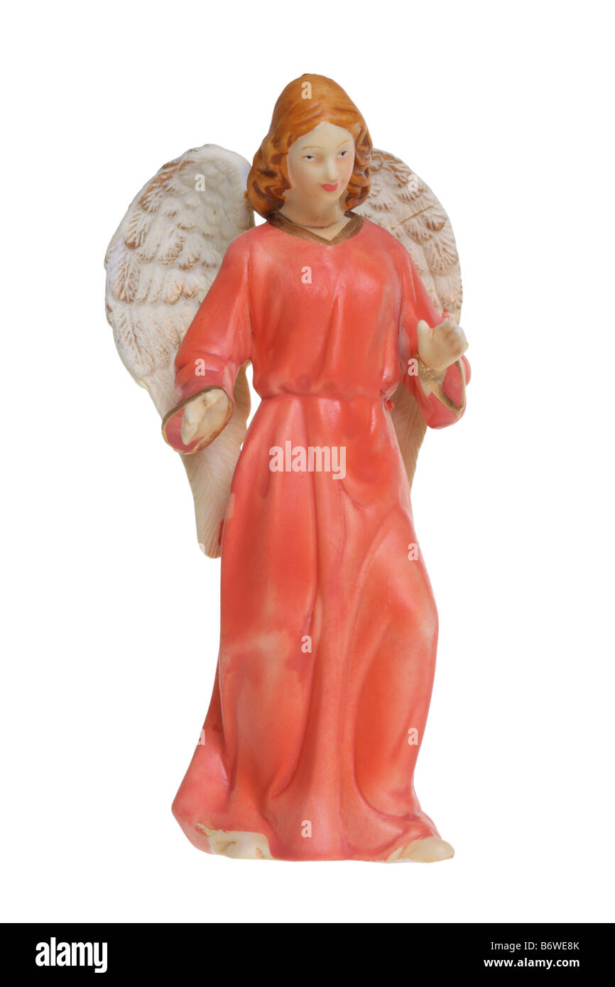 Figura di angelo ritagliare isolati su sfondo bianco Foto Stock