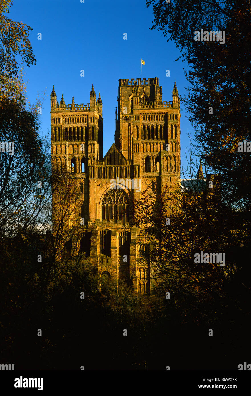 Luce della Sera su Durham Cathedral Durham City, nella contea di Durham Foto Stock