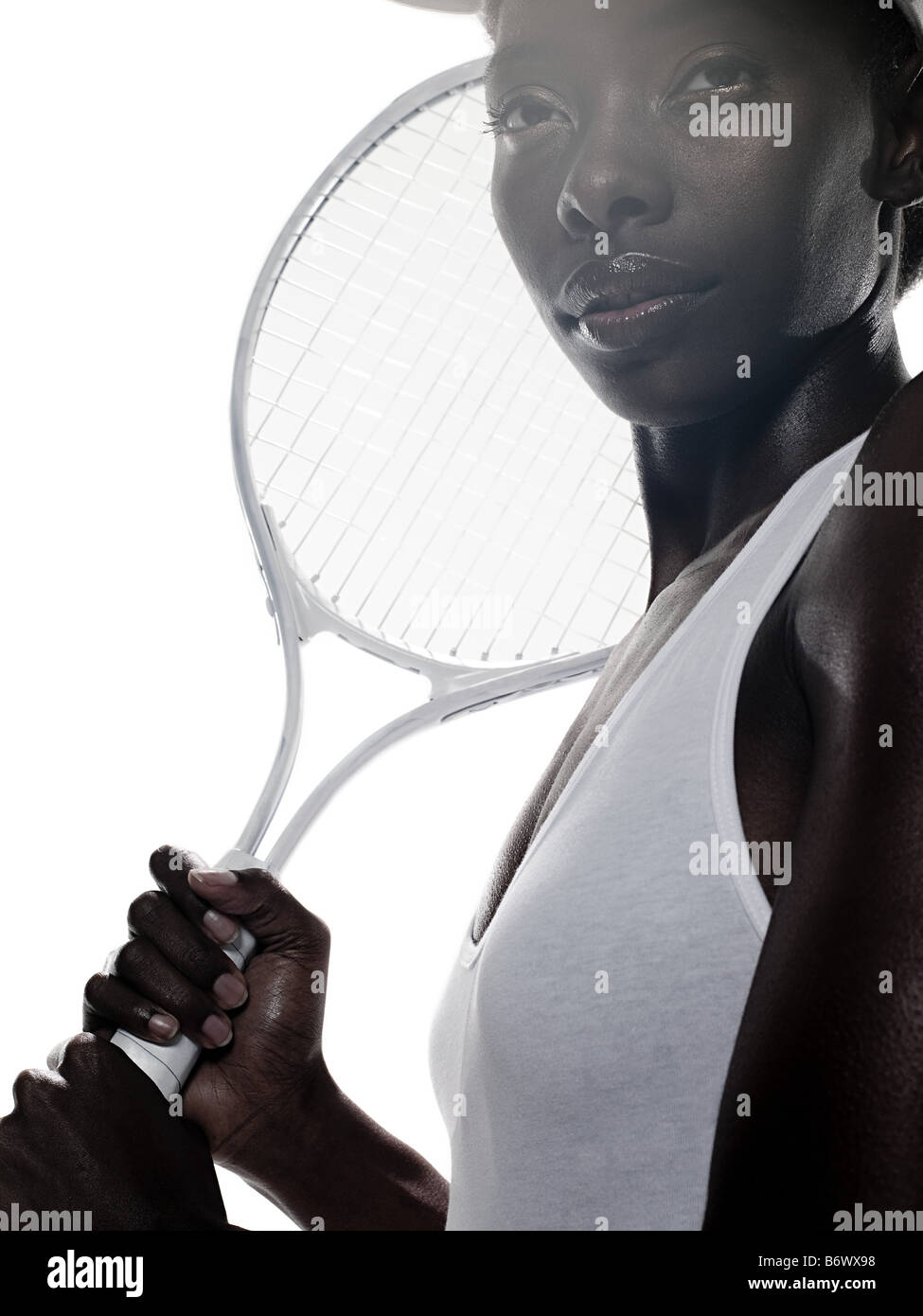 Una femmina di giocatore di tennis Foto Stock