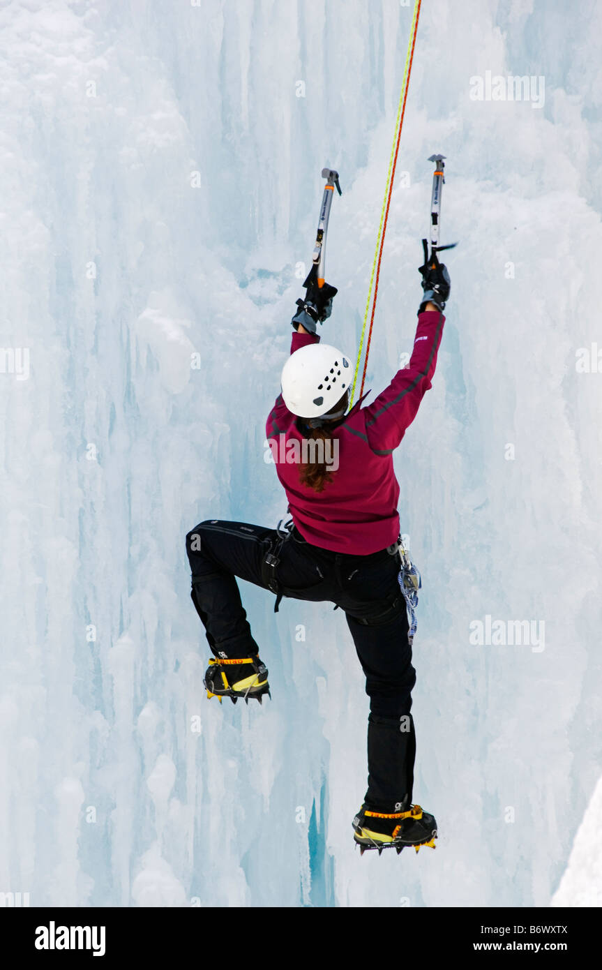 Stati Uniti Colorado casella di Ouray canyon parco di ghiaccio Ice Climbing capitale degli Stati Uniti d'America Foto Stock