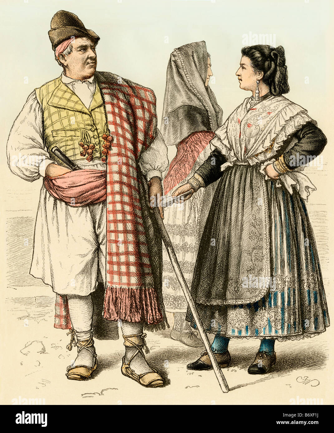 Nativi di Murcia in Spagna. Colorate a mano la stampa Foto Stock