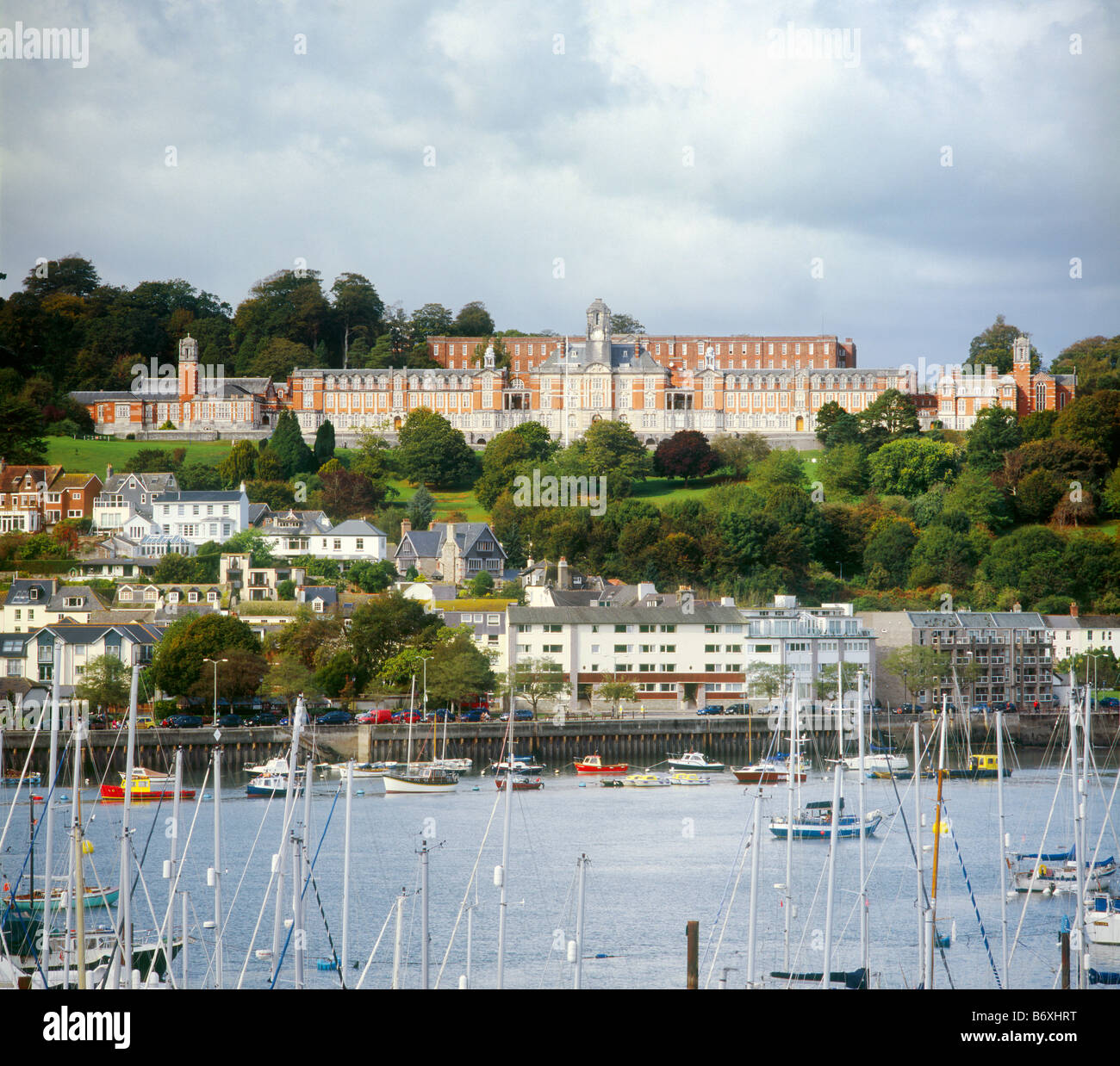 Britannia Royal Naval College e Dartmouth Harbour, Devon, Inghilterra Foto Stock