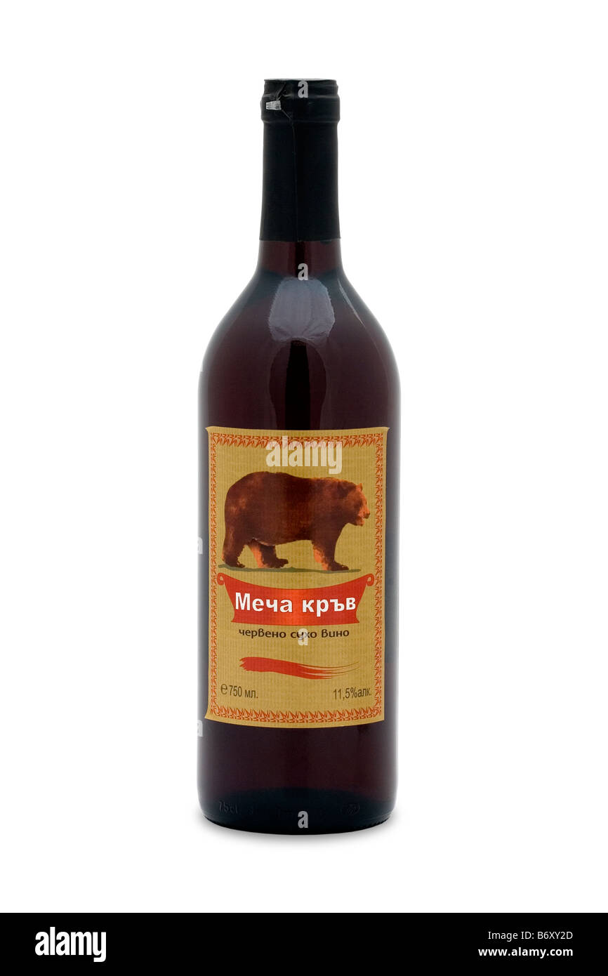 La Bulgaria di vino rosso secco portano sangue dark colore intenso aroma di frutta Foto Stock