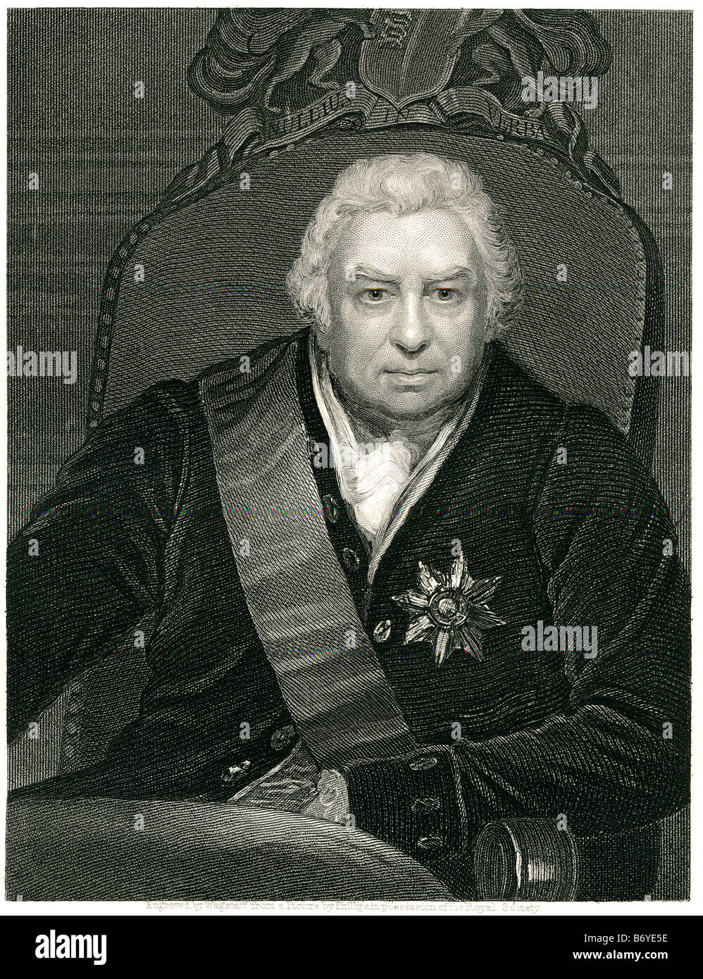 Sir J Banche del XIX secolo Sir Joseph Banks 1743 1820 era il naturalista inglese e botanico su Cook s primo grande viaggio 1768 17 Foto Stock