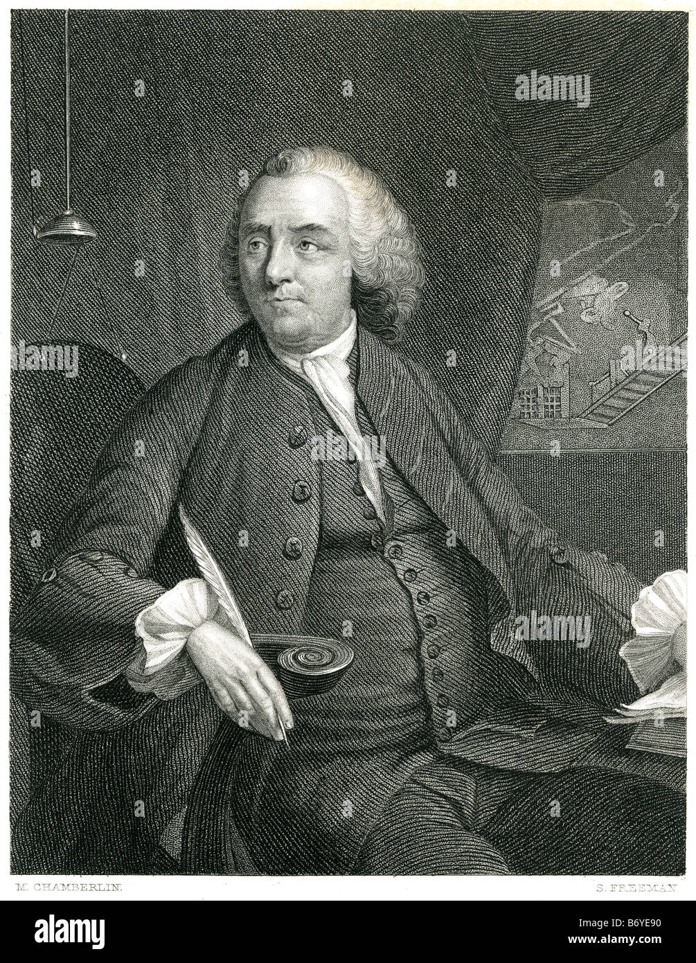 Benjamin Franklin (17 gennaio 1706 [O.S. 6 gennaio 1705] - Aprile 17, 1790) è stato uno dei padri fondatori degli Stati Uniti Foto Stock